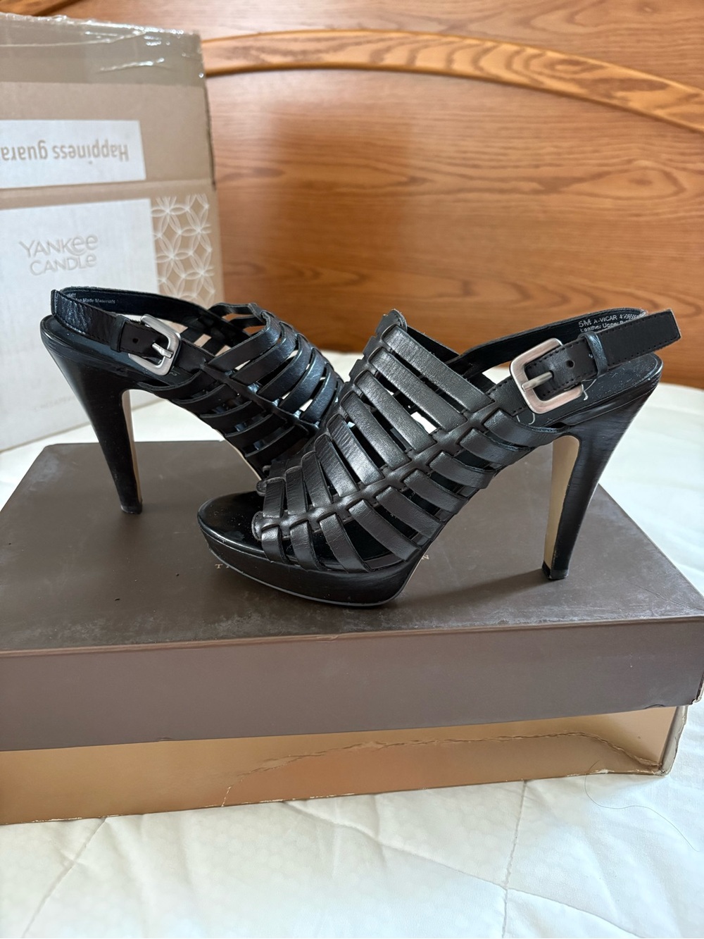 Franco Sarto Black Strappy High Heel Sandals
